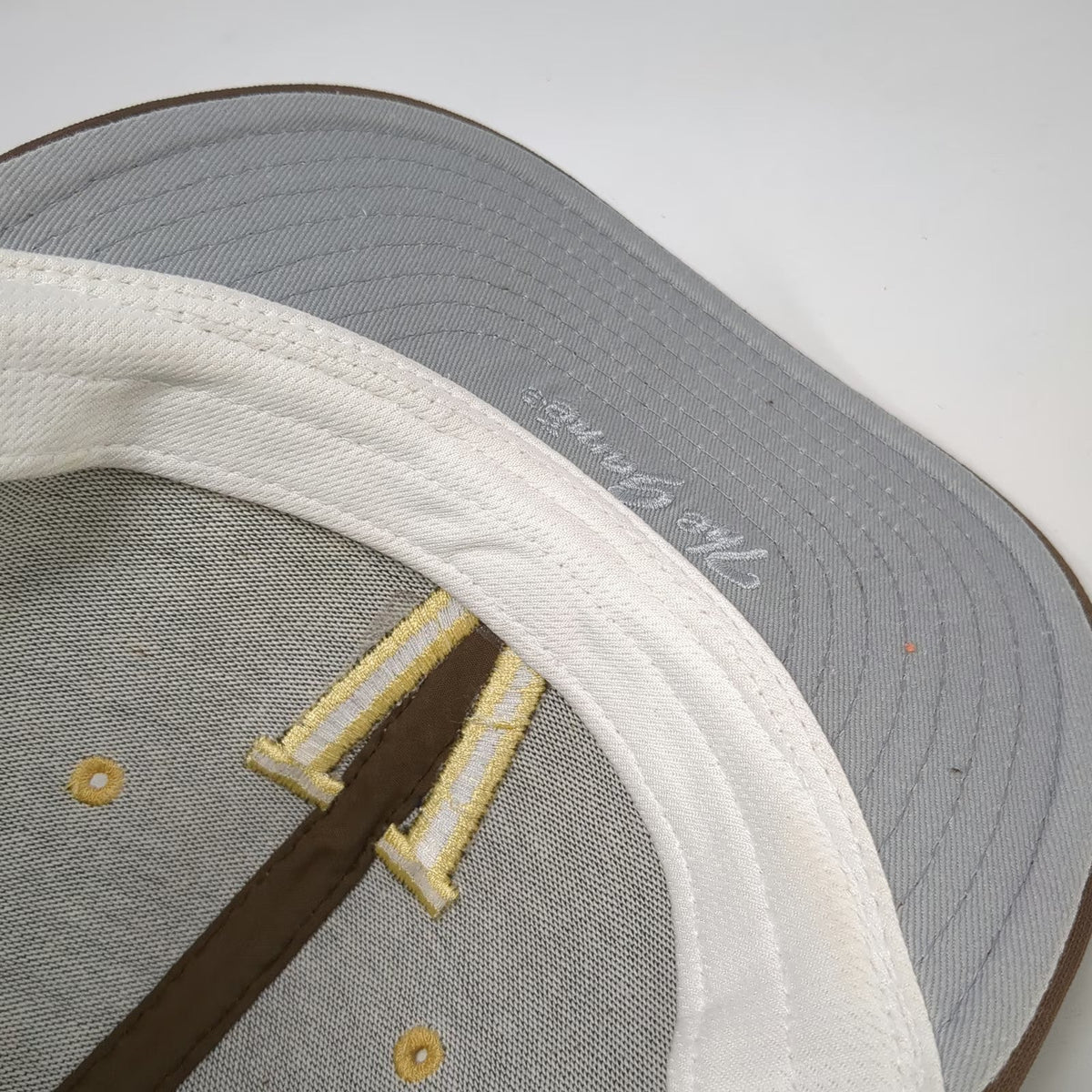 The Game Falcons Cap Brown Gold Size 7 3/8 Fitted Hat Gametek Embroidered V Logo