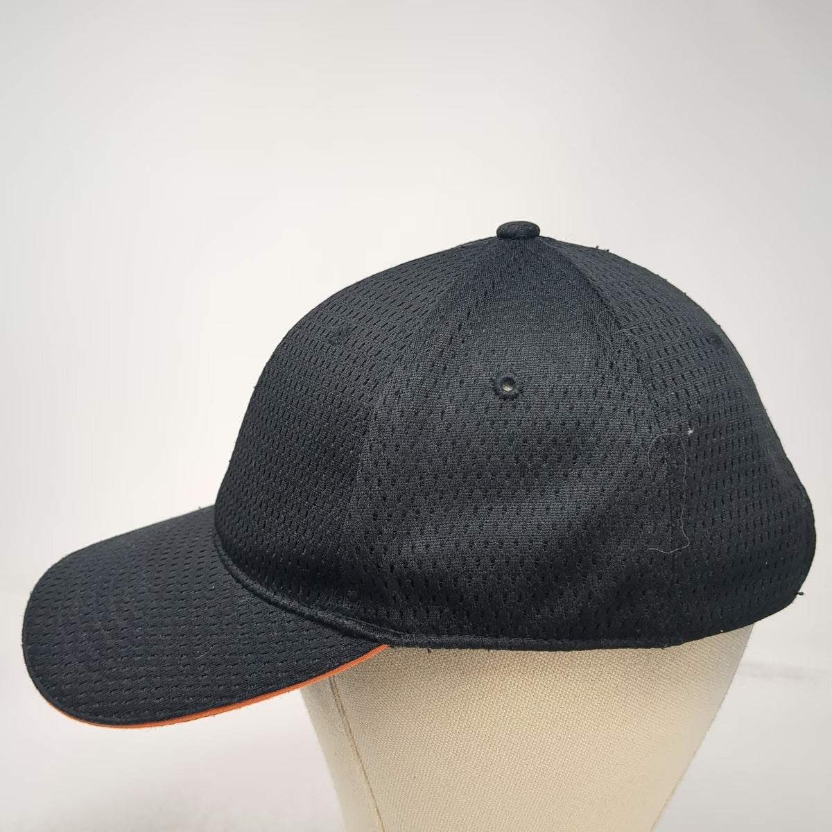 Chef Works Baseball Cap Black One Size Mesh Slideback Orange Trim Uniform Hat