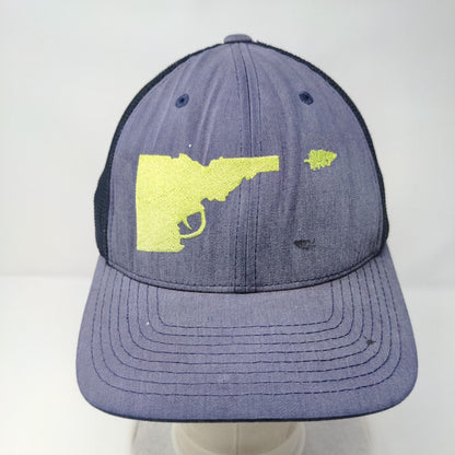 Idaho Tree Gun Fitted Trucker Hat Blue One Size Adjustable Flexfit Mesh Yupoong
