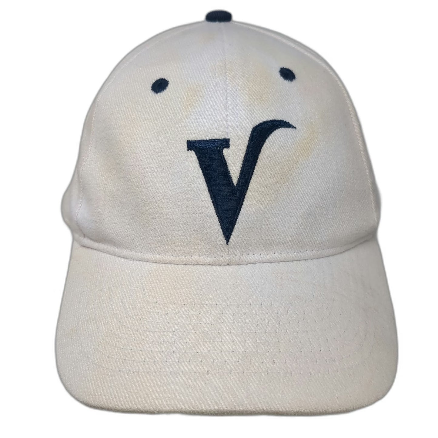 Snapback Hat White One Size Valley National Bank V Logo Green Under Brim Cotton