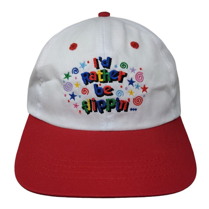 Unbranded Girl's Hat White OSFA Rather Be Flippin' Embroidered Strapback