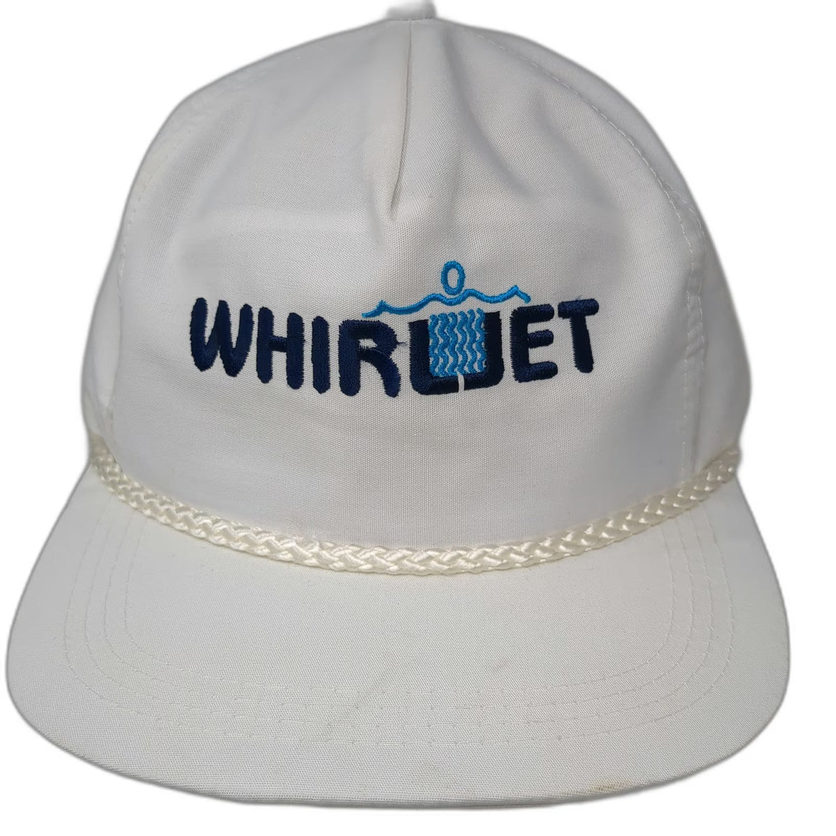 Sportcap 5 Panel White Hat One Size Rope Strapback Embroidered WhirlJet Logo
