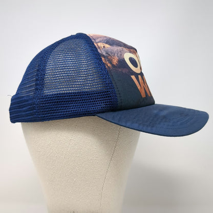 Boco Gear Trucker Hat Blue One Size Our Wild Mountain Graphic Wilderness Society