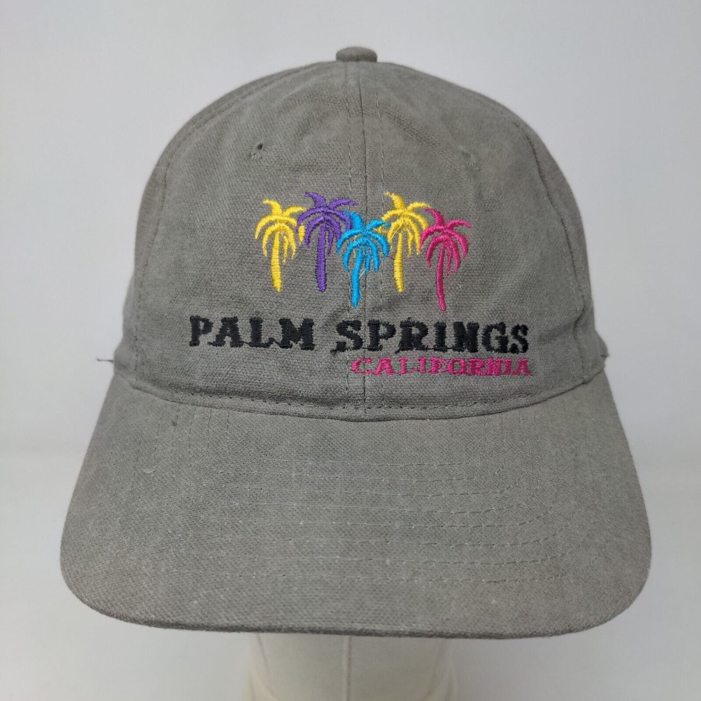 Headshot Men's Slideback Hat Gray Adjustable Embroidered Palm Springs Logo