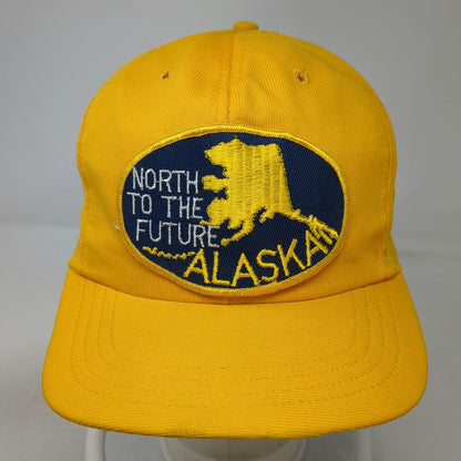 Yellow Alaska North to the Future Snapback Hat 7 1/8 Green Underbrim Vintage