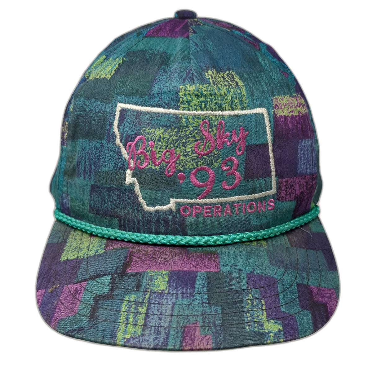 Jan-Bar 5 Panel Blue Purple Pink One Size Montana Big Sky 93 Rope Strapback Hat