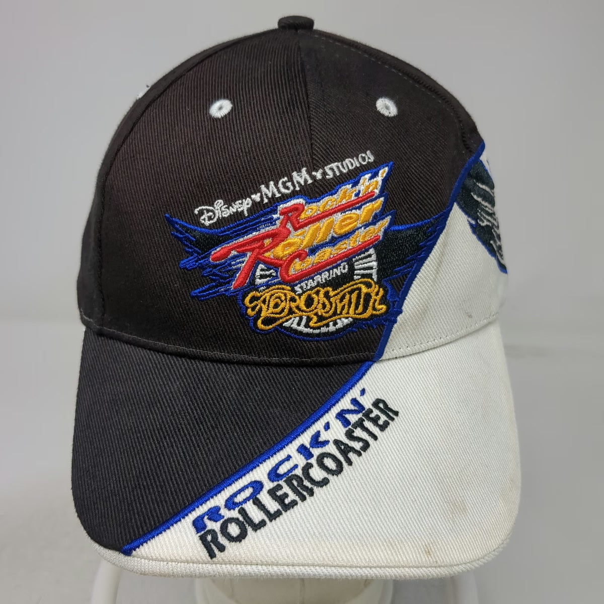 Disney Baseball Cap Black White One Size Aerosmith Rock n Roller Coaster MGM Hat