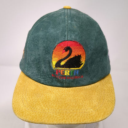 Perth Western Australia Green Baseball Cap One Size Leather Suede Hat Koala Swan