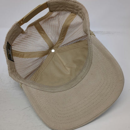 Whiskey Bent Trucker Hat Beige One Size Snapback Rope Brownsboro TX Logo Mesh
