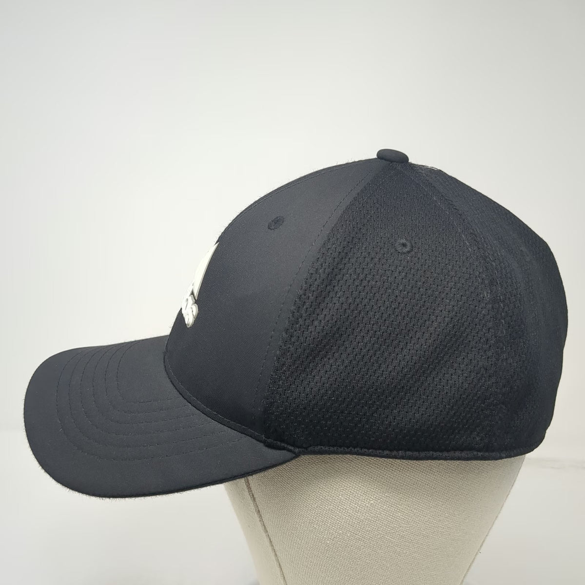 Adidas Baseball Cap Black XL Flexfit Mesh Back Reflective Stripe Rubberized Hat