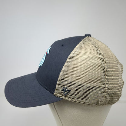 Seattle Kraken NHL '47 Trucker Hat Blue Beige One Size Snapback Mesh Logo Crown