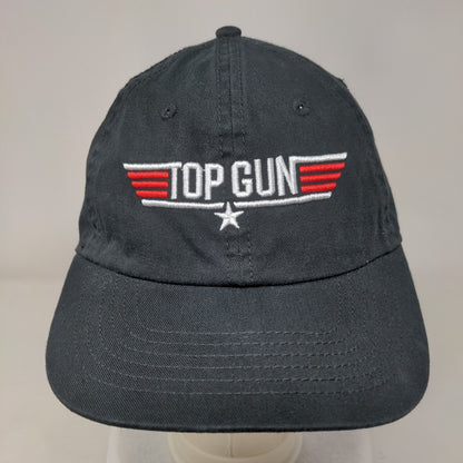 Top Gun Slideback Hat Black OSFM Adjustable Embroidered Vented Holes 6 Panel