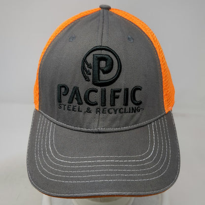 360 Apparel Baseball Cap Gray Orange One Size Mesh Pacific Steel Recycling hat