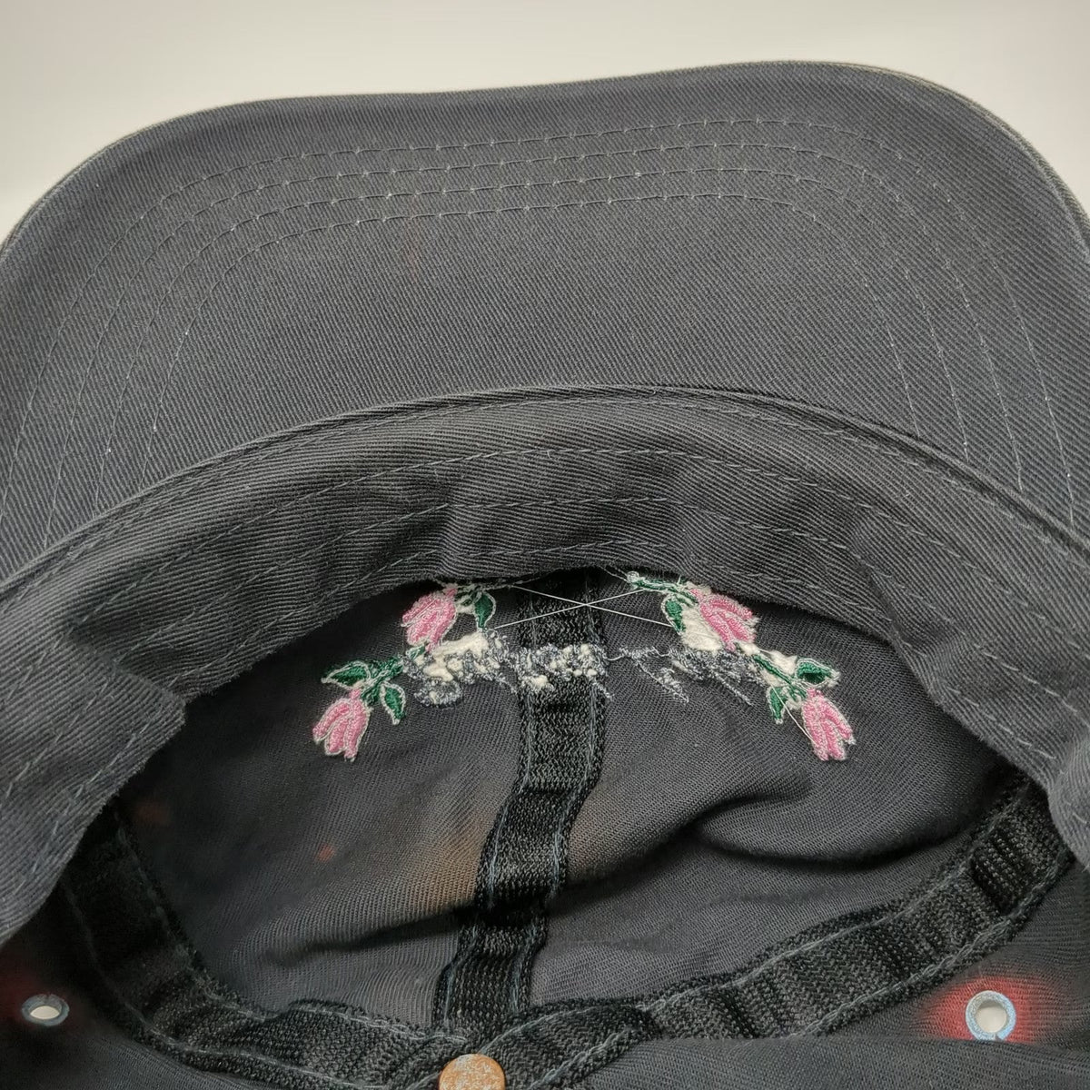 Yupoong Baseball Cap Black One Size Redfish Lake Floral Embroidered Cotton Hat