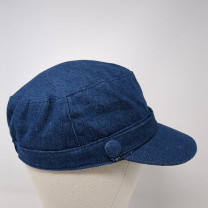 Unbranded Cadet Army Cap Blue One Size Lightweight Denim with Bow Cotton
