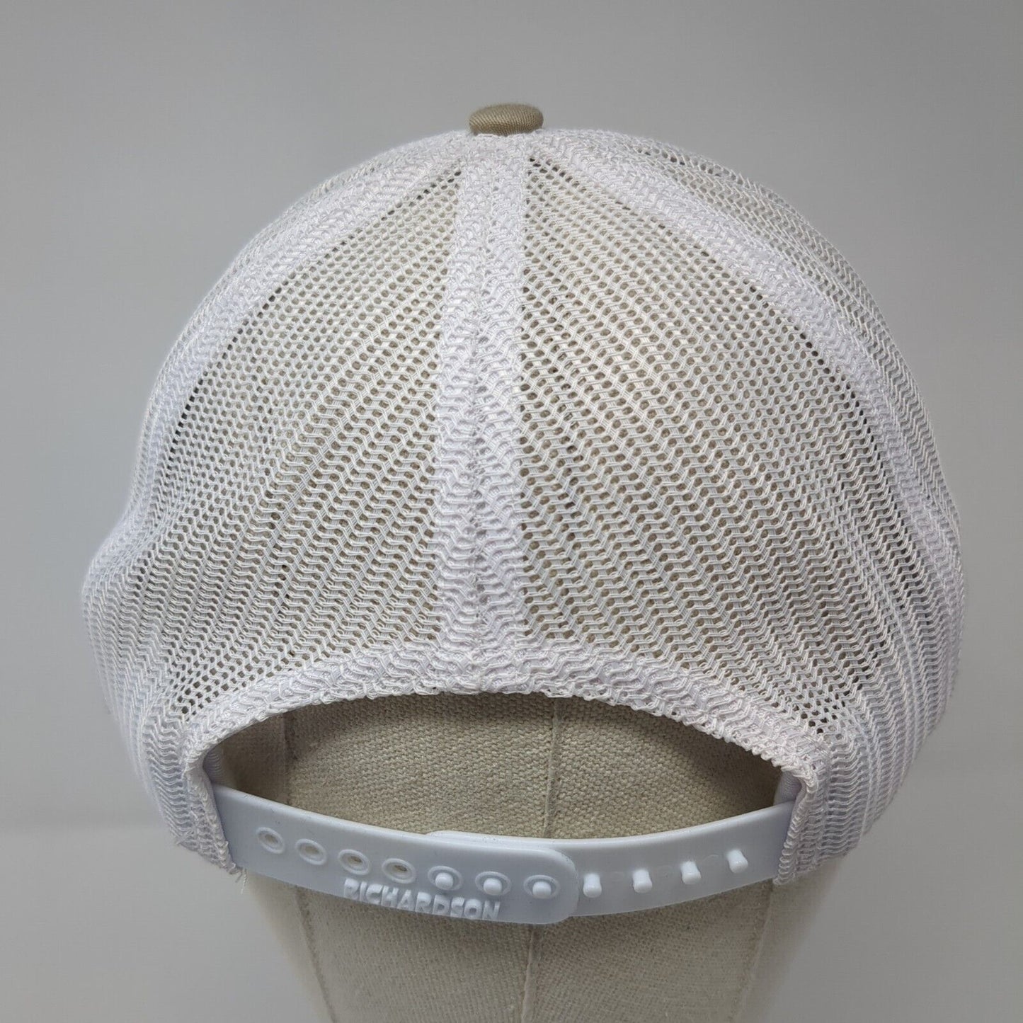 Richardson Snapback Mesh Back Trucker Hat Tan One Size Leather Patch