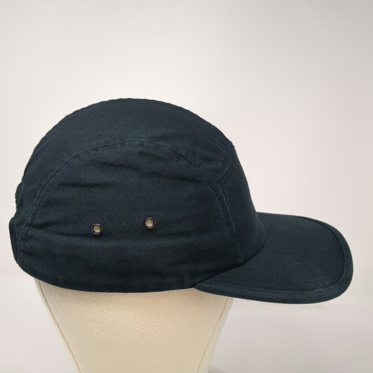 Yupoong 5 Panel Hat Black One Size Solid Cotton Adjustable Strapback Camper Flat