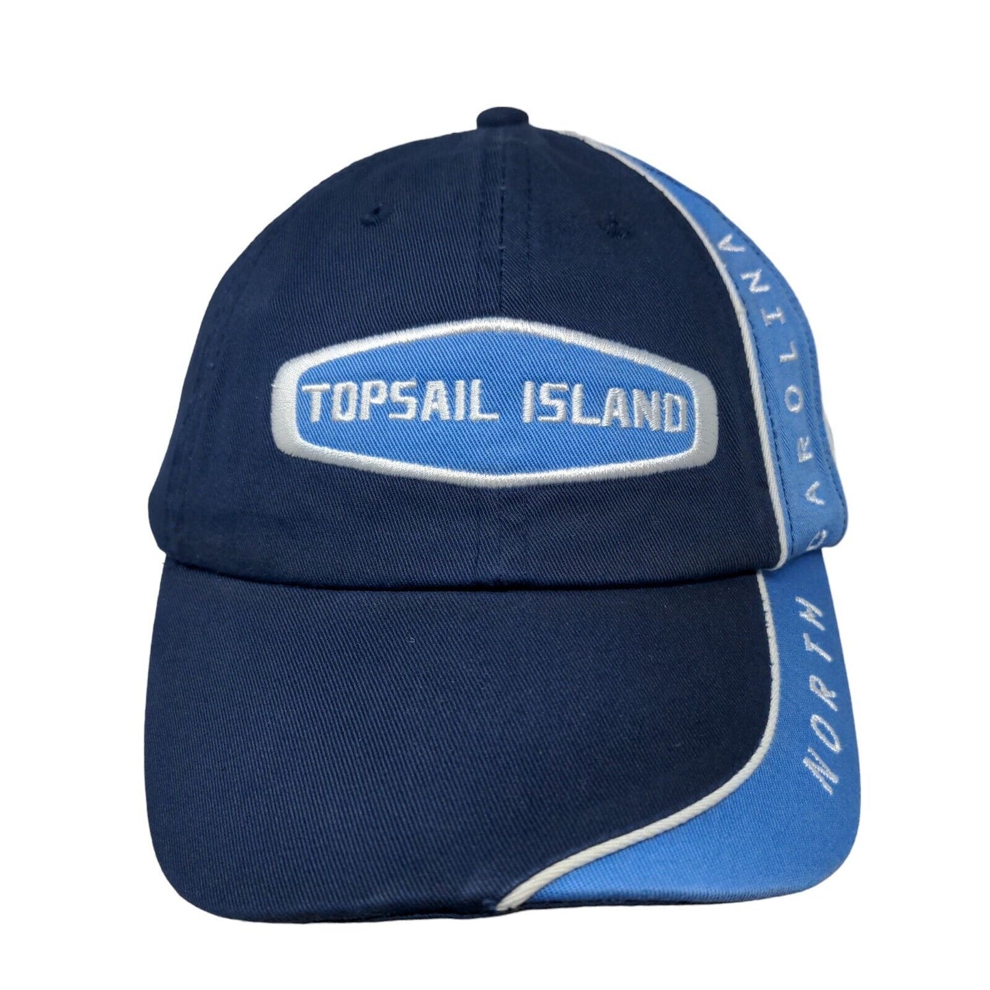 Topsail Island North Carolina Strapback Hat Blue OSFA Embroidered Colorblock