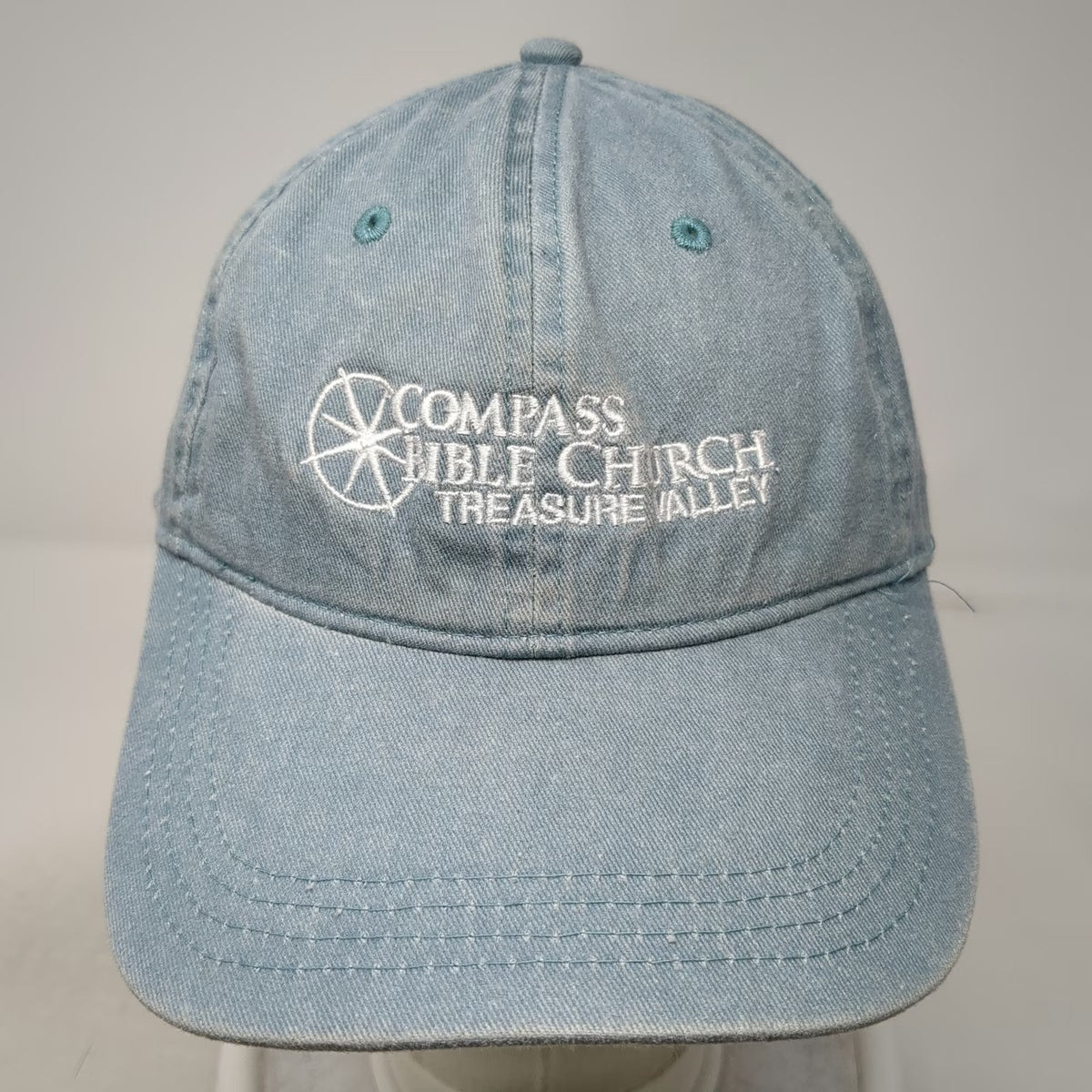 Authentic Pigment Baseball Cap Blue One Size Compass Bible Church Slideback Hat