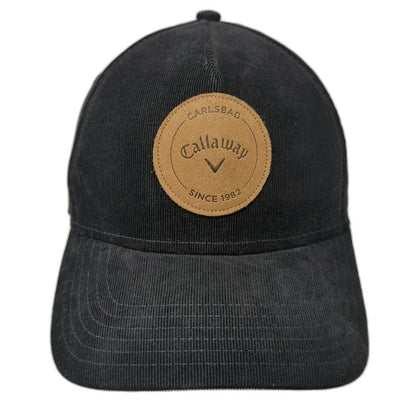 Callaway 5 Panel Black Hat One Size Snapback Corduroy Golf Carlsbad Logo Patch