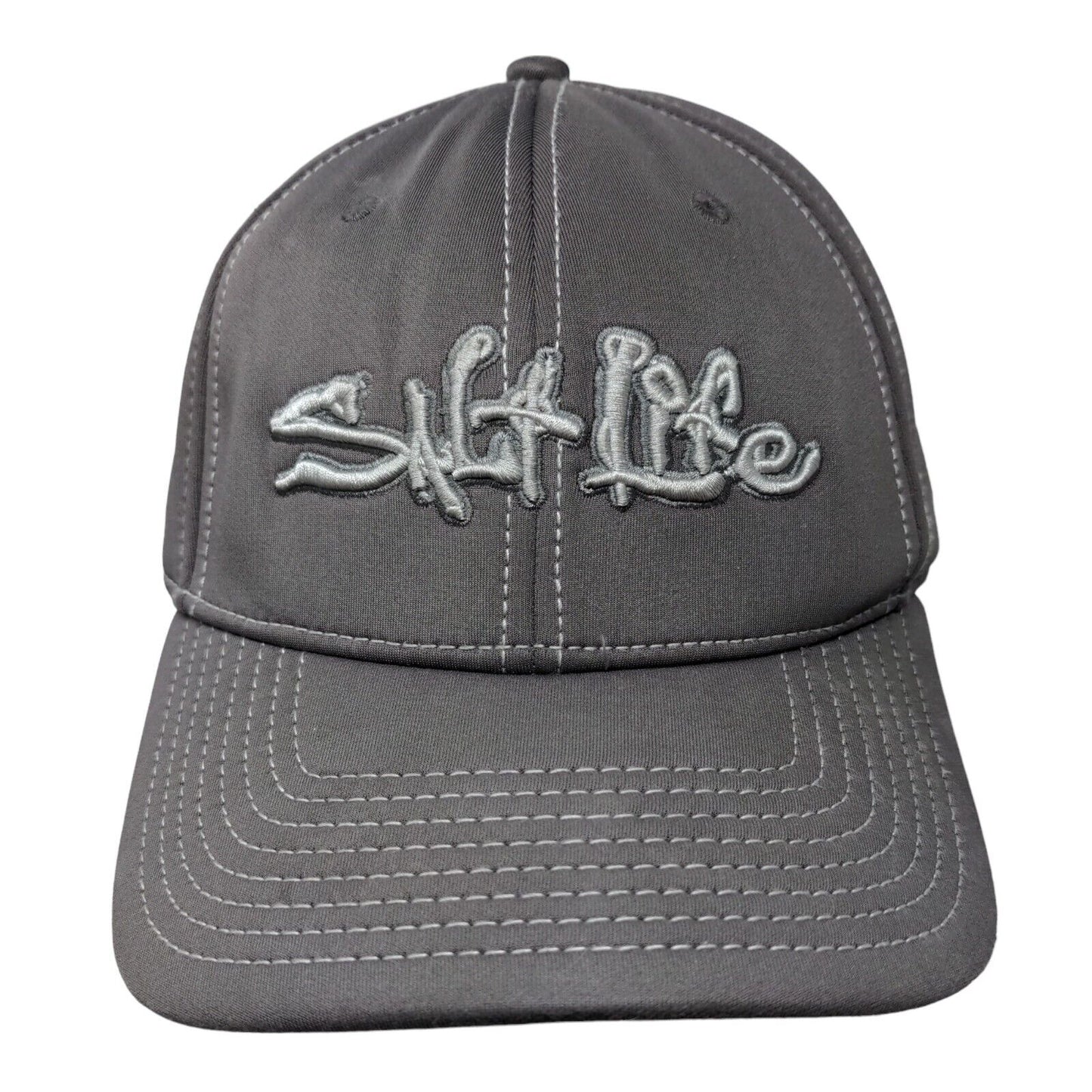 Live The Salt Life Fitted Hat Gray OSFM Embroidered 6 Panel Vent Holes