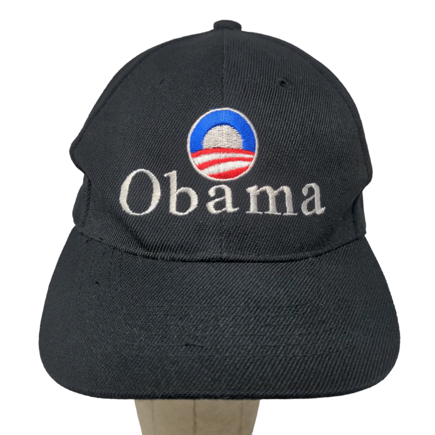 Obama Men's Strapback Hat Black Embroidered Logo 2008 Presidential Acrylic