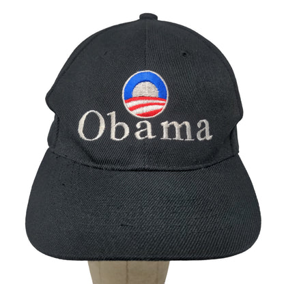 Obama Men's Strapback Hat Black Embroidered Logo 2008 Presidential Acrylic