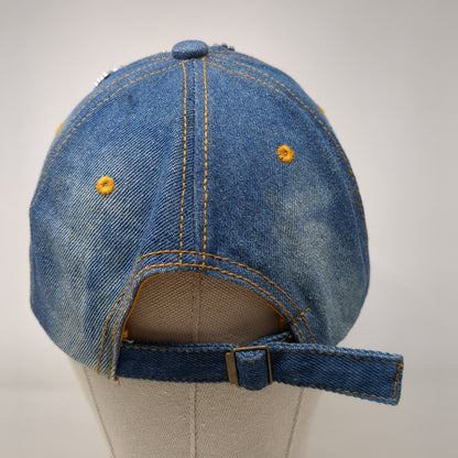 Rhinestone Bling Slideback Hat Blue One Size Adjustable Denim Studded