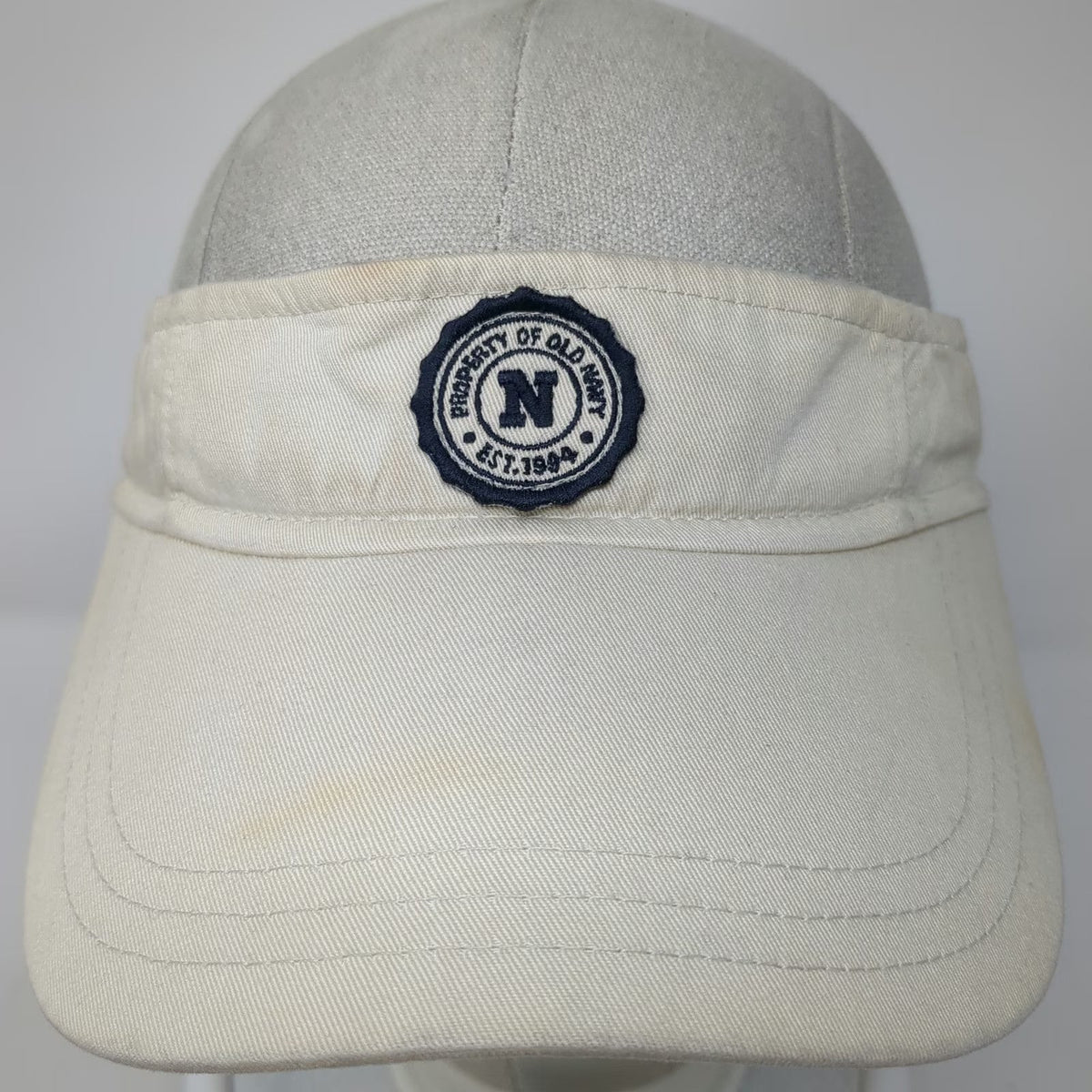 Old Navy Visor Beige One Size Cotton Strapback Patch Embroidered Logo Sun Hat