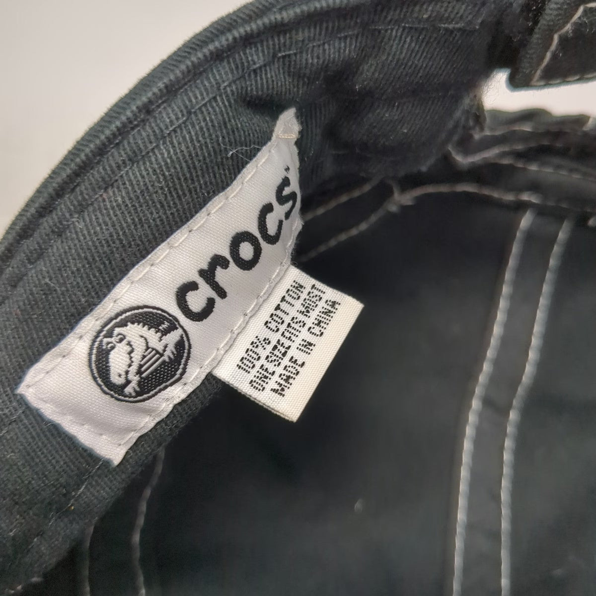 Crocs Army Cap Black One Size Cotton Contrast Stitch Strapback Adjustable Hat