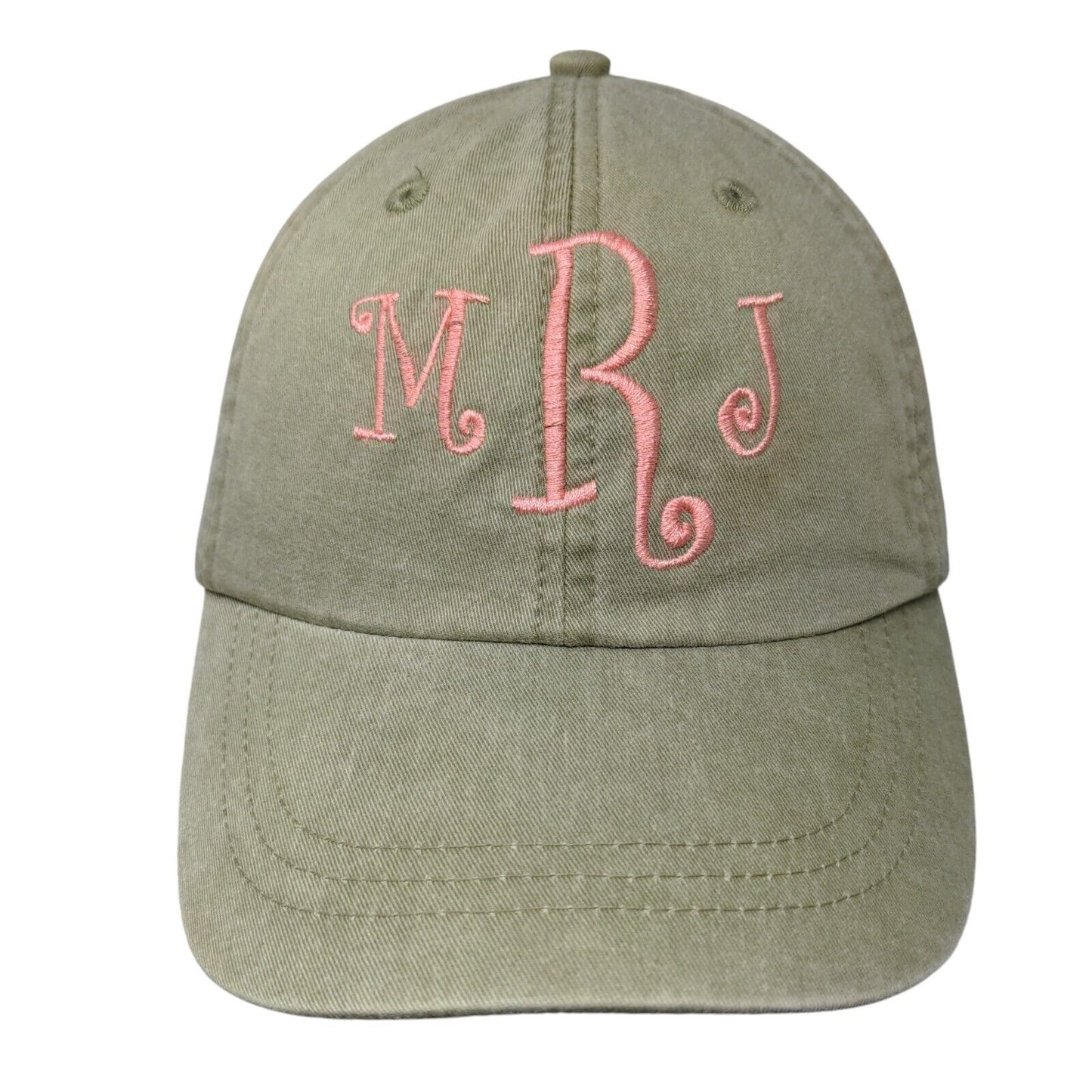 MRJ Slideback Hat Tanish-Green One Size Adjustable Mesh Lined Embroidered Adams