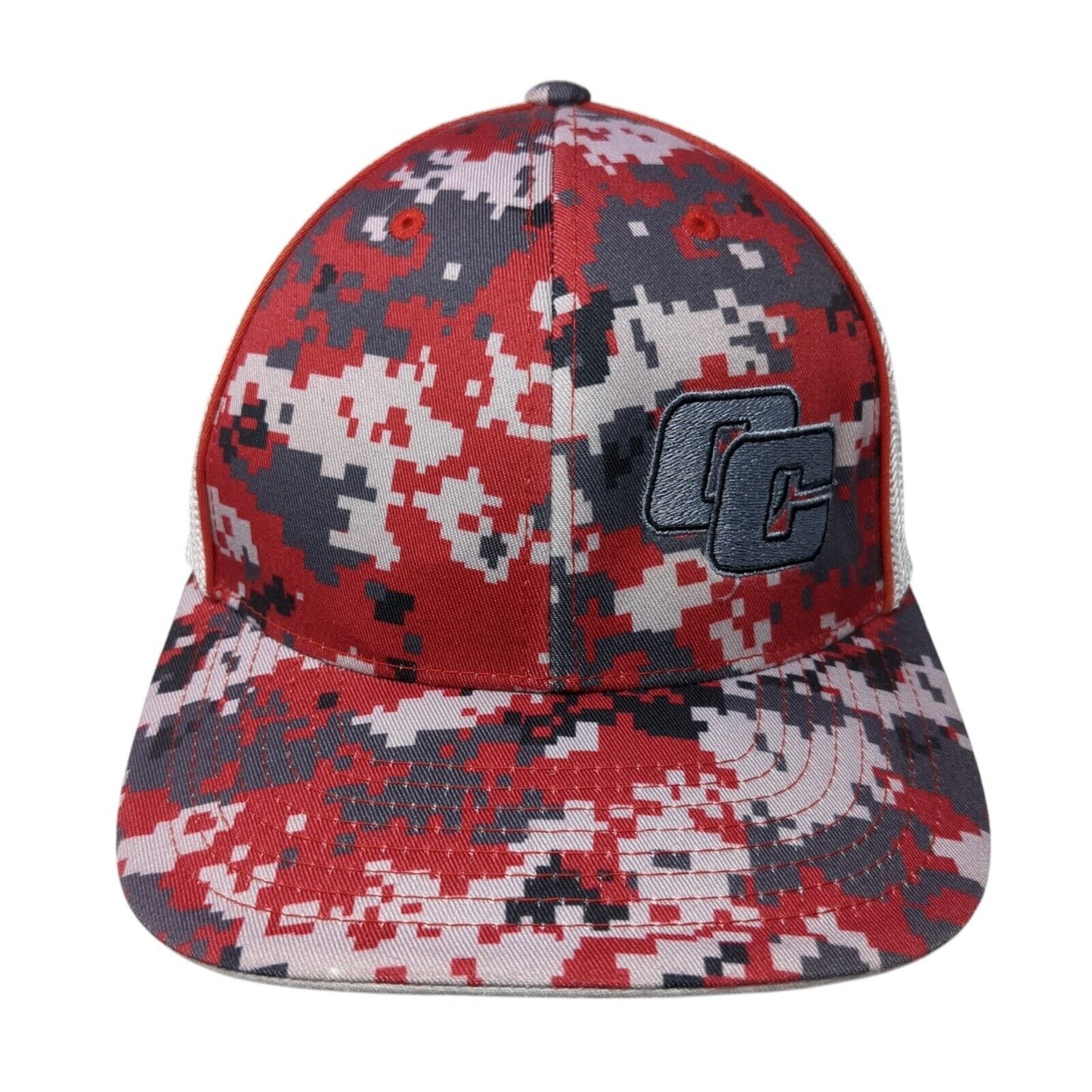 Pacific Headwear Fitted Mesh Back Trucker Hat Camo S-M Embroidered Logo