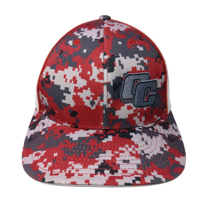 Pacific Headwear Fitted Mesh Back Trucker Hat Camo S-M Embroidered Logo