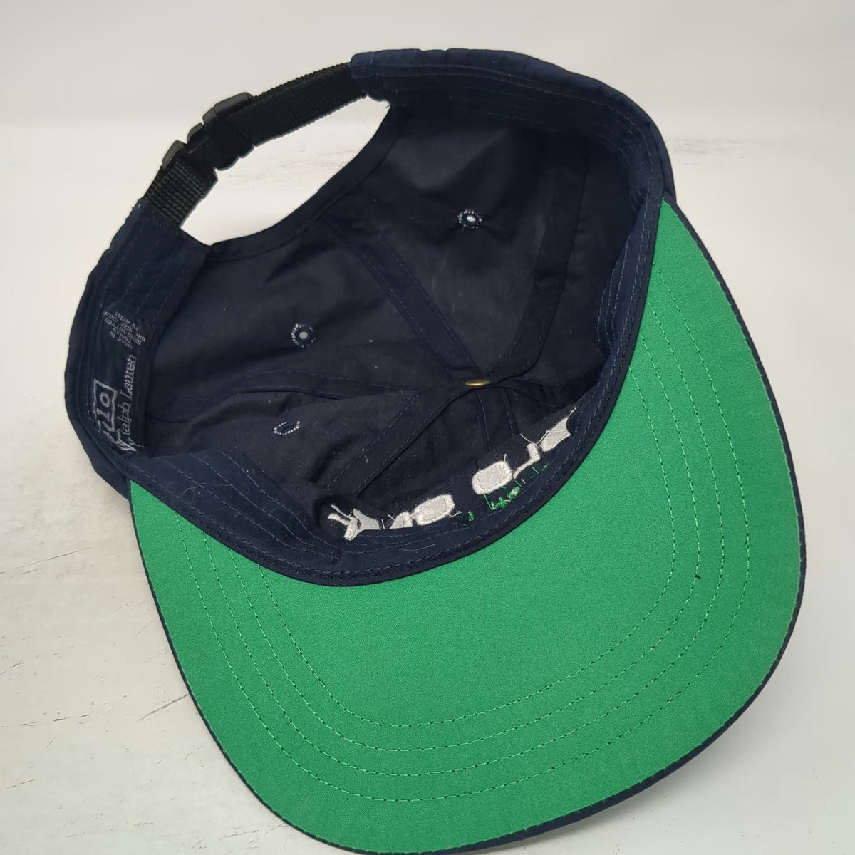 Polo Ralph Lauren Baseball Cap Blue Green Under Visor Strapback Hat Vintage