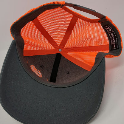 Richardson Trucker Hat Gray Orange One Size Snapback Mesh Salmon Electrical Logo