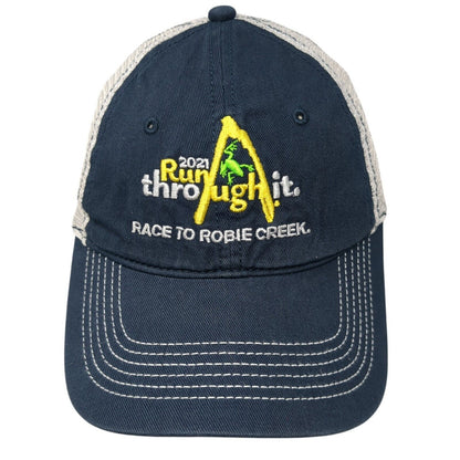 2021 Run Through It Strapback Trucker Hat Blue OSFA Race To Robie Creek