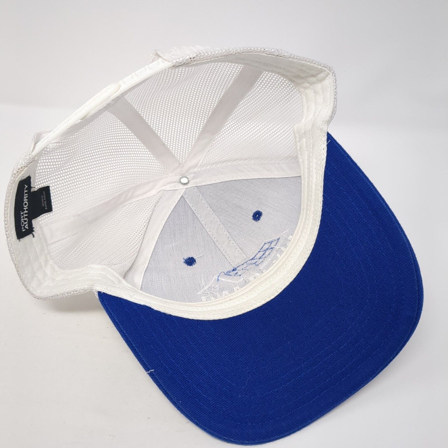 Bushland Roofing & Solar Snapback Trucker Hat Blue OS Mesh Back Port Authority
