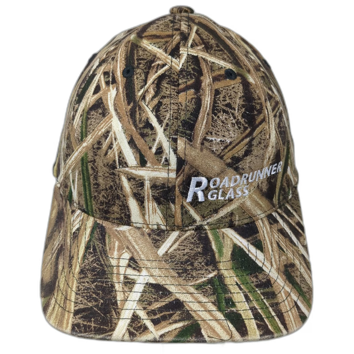 Flexfit Baseball Cap Brown XL Mossy Oak Blades Camo Roadrunner Glass Logo Hat