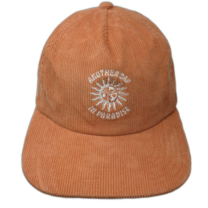 American Eagle 5 Panel Orange One Size Corduroy Paradise Sun Hat Slideback Strap