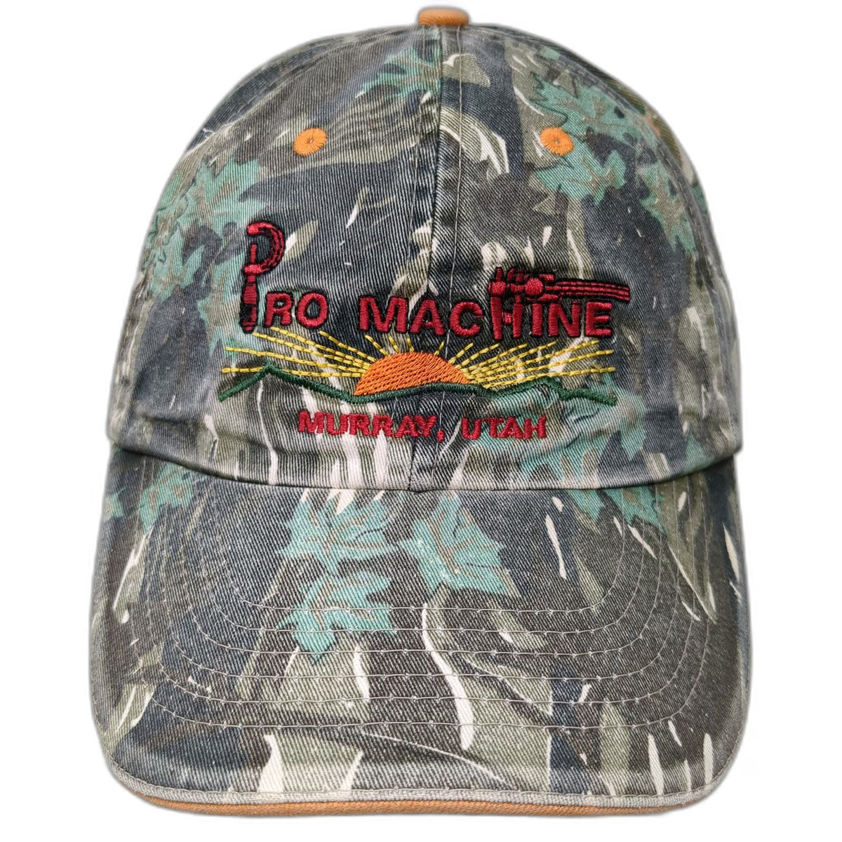 Hit Wear Baseball Cap Green Camo One Size Pro Machine Murray Utah Sun Logo Hat