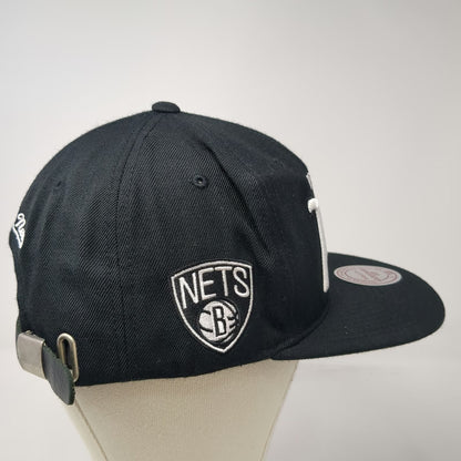 Brooklyn Nets NBA Mitchell & Ness Black One Size Hat Cap Flat Brim Slideback