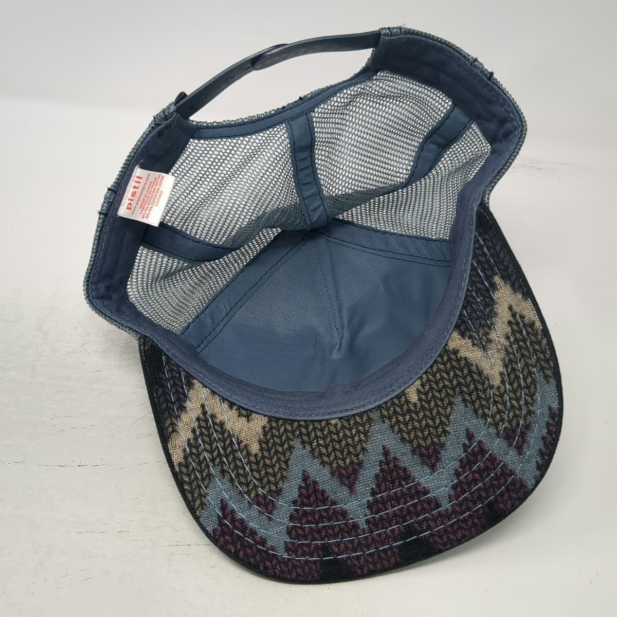 Pistil Trucker Hat Blue One Size Mountain Graphic Knit Mesh Snapback Outdoor