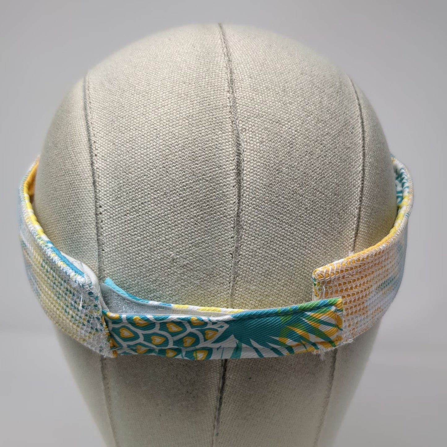 Lucky 7 Visor Blue White Yellow OS Pineapple Pattern Tybee Island Patch Hat