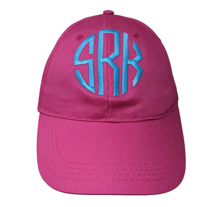 Monogram Strapback Hat Pink One Size Adjustable Embroidered Vented Holes 6 Panel