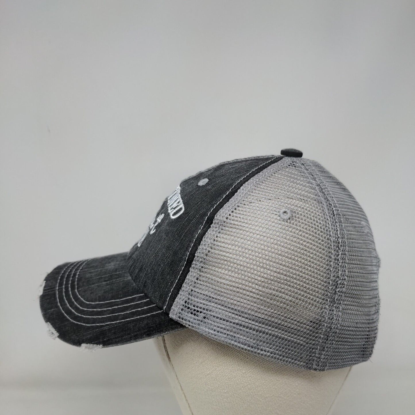 Quarantined Hair Don't Care Strapback Trucker Hat Gray OS Distressed Katydid