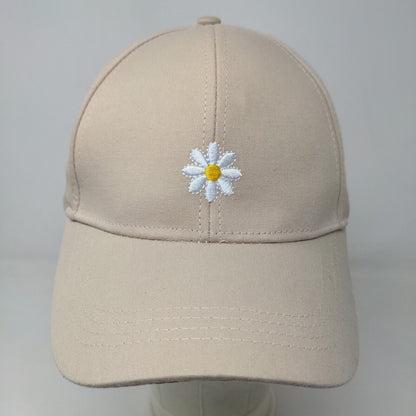 Unbranded Women's Slideback Hat Tan Adjustable Embroidered Flower Logo Cotton