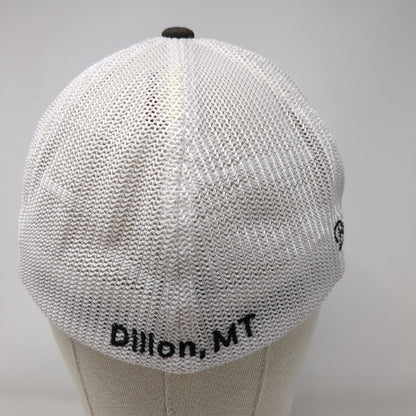 Beaver Head Fitted Mesh Back Trucker Hat Black L/XL Flexfit Colorblock