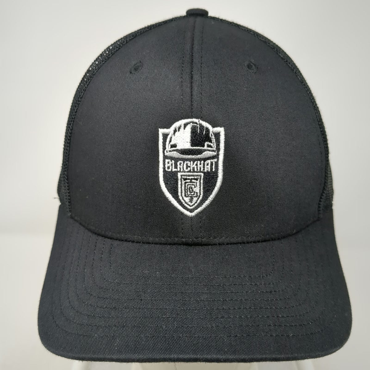 Richardson Trucker Hat Black One Size Mesh Back Snapback Blackhat KC Data Center