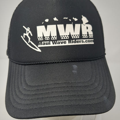 MWR Maui Wave Riders Snapback Trucker Hat Black One Size Mesh Back