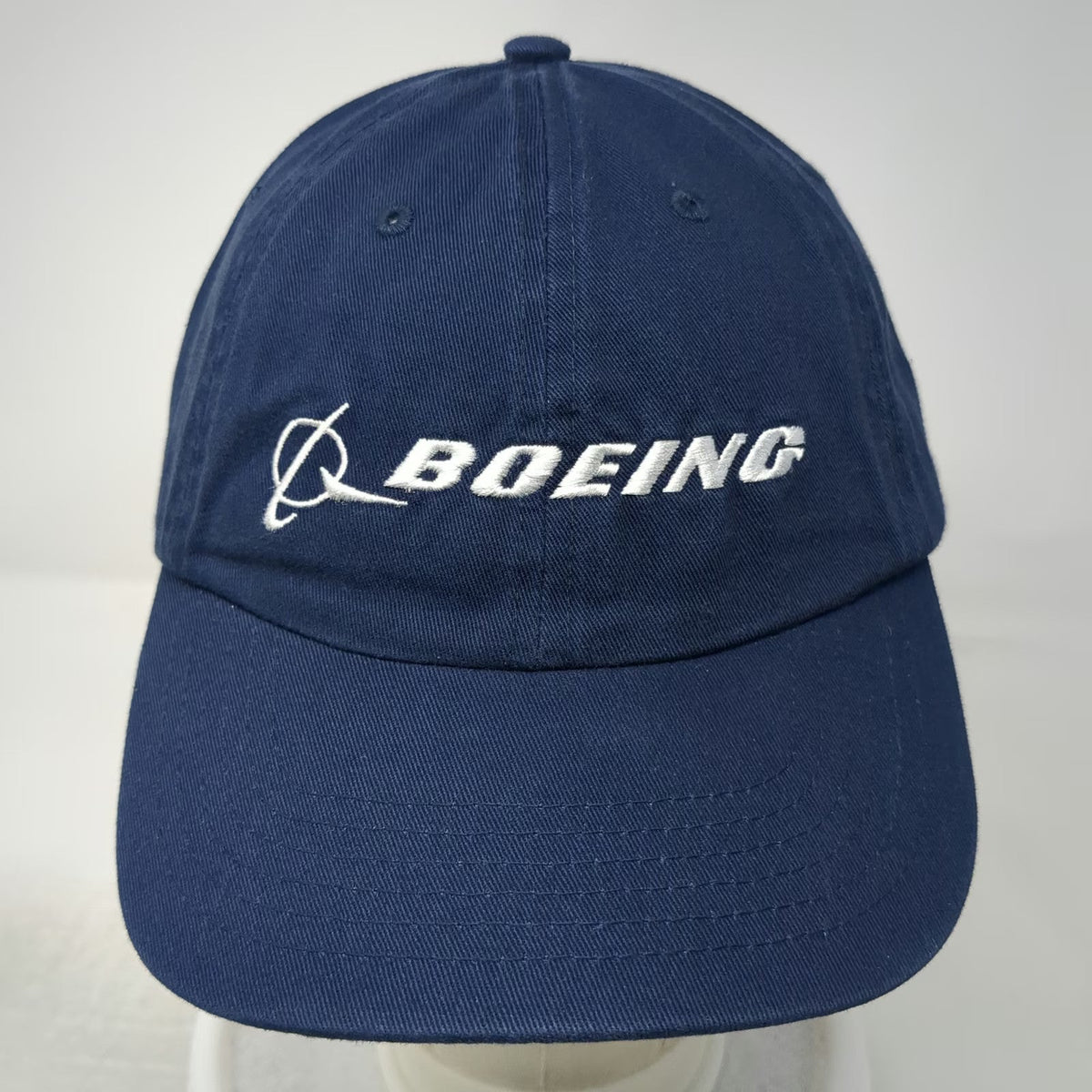 Boeing Baseball Cap Blue White One Size Slideback Embroidered Logo Strap Hat